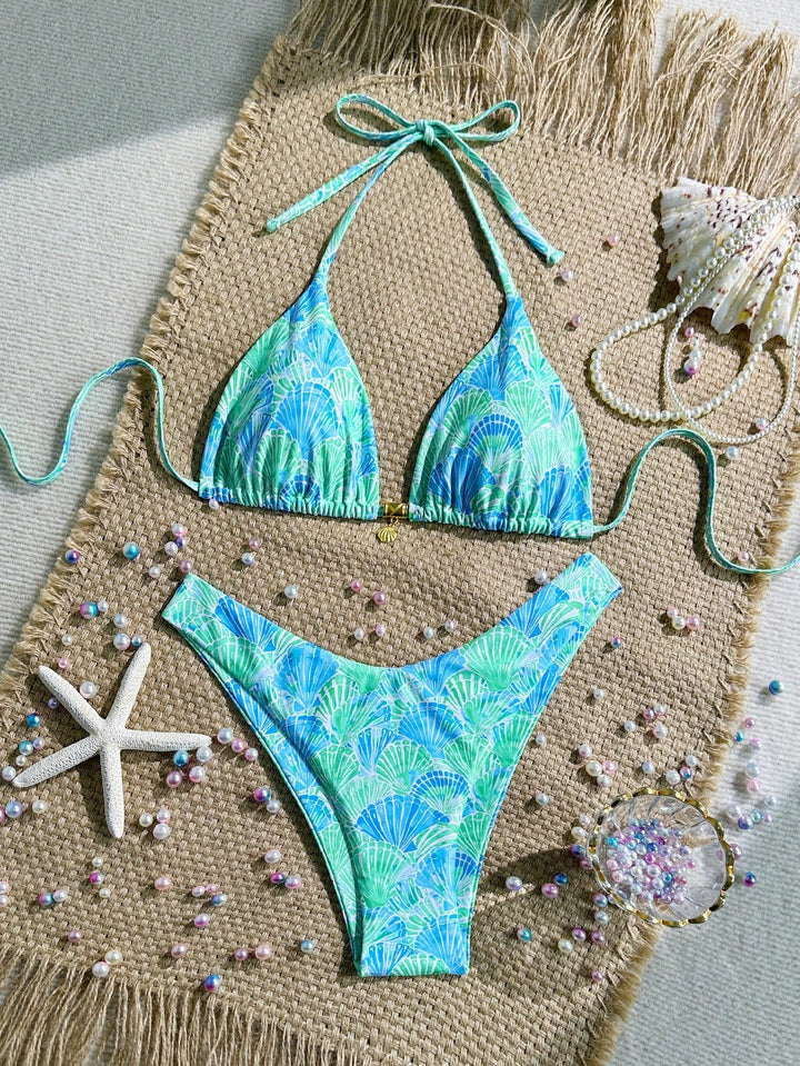 Damen Triangel-Bikini mit floralen Mustern Drune