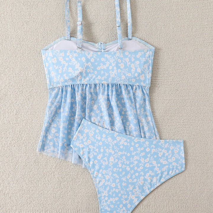 Damen Tankini mit ärmellosem Oberteil und verspieltem Blumendesign Drune