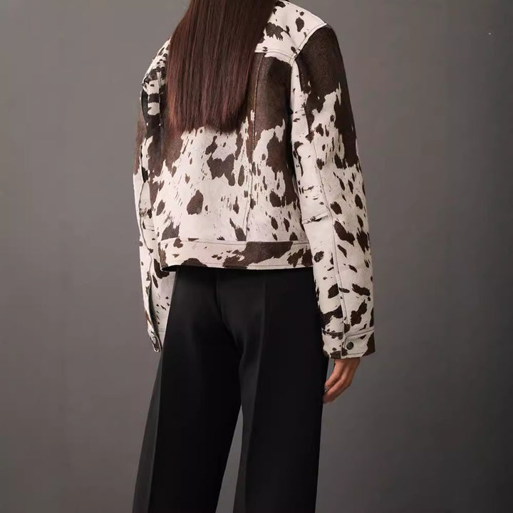Damen Steppjacke im Cowprint Design mit klassischem Schnitt Drune