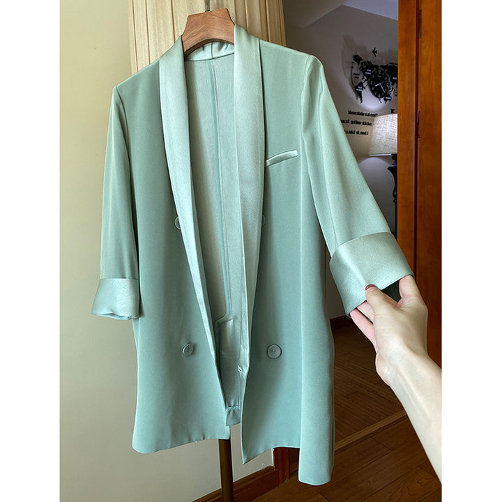 Damen Eleganter Blazer mit schimmerndem Revers Drune