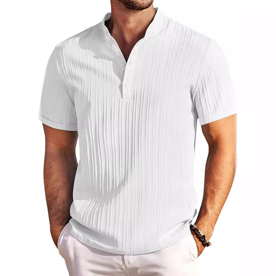 Herren Kurzarm Henley-T-Shirt mit strukturiertem Design Drune
