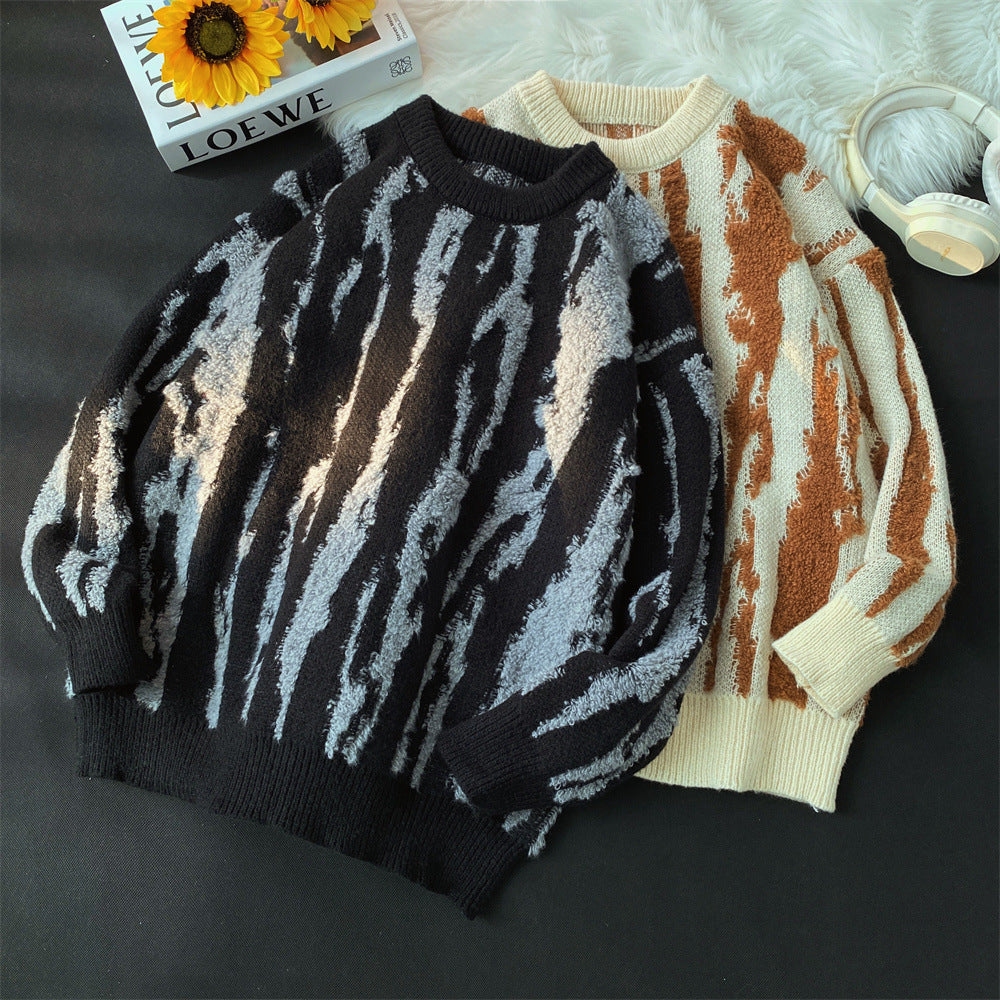 Damen Gemütlicher Strickpullover mit einzigartigem Wellenmuster Drune