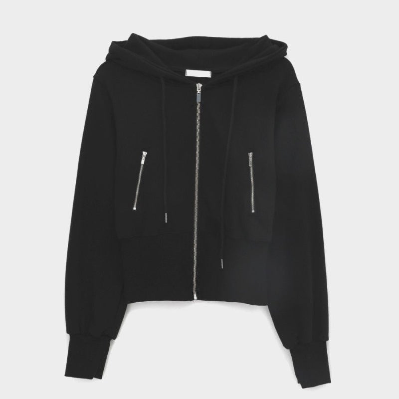 Damen sportliche Zip-Kapuzenjacke mit figurbetontem Schnitt Drune