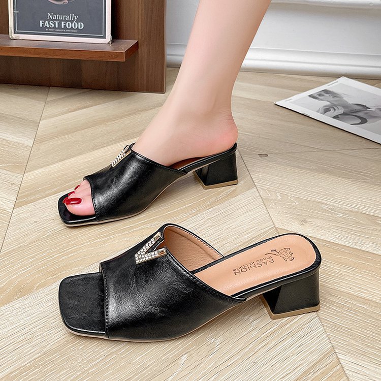 Damen elegante Pantoletten mit Schmuckdetails Drune