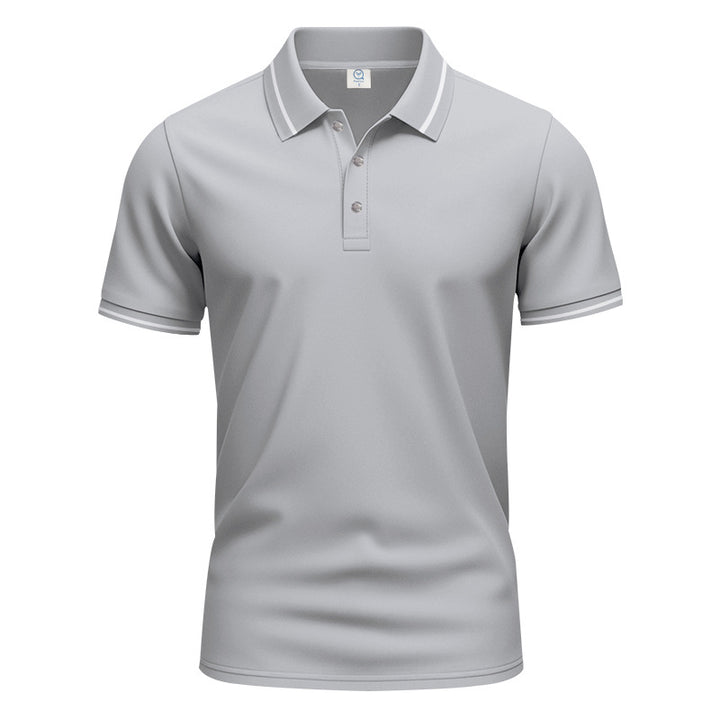 Herren nan atmungsaktives Interlock-Poloshirt mit Kontrast-Tipping, kurzer Knopfleiste und schmaler Silhouette Drune