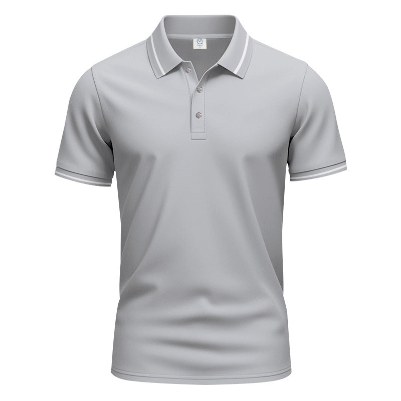 Herren nan atmungsaktives Interlock-Poloshirt mit Kontrast-Tipping, kurzer Knopfleiste und schmaler Silhouette Drune
