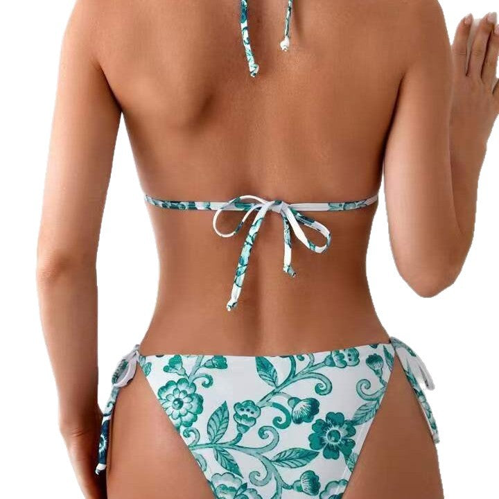 Damen Floral Design Triangel-Badeanzug Drune