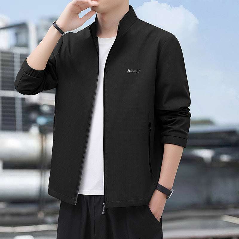 Herren Leichte Alltags-Softshelljacke mit Stehkragen, windabweisender Membran und Reißverschlusstaschen Drune