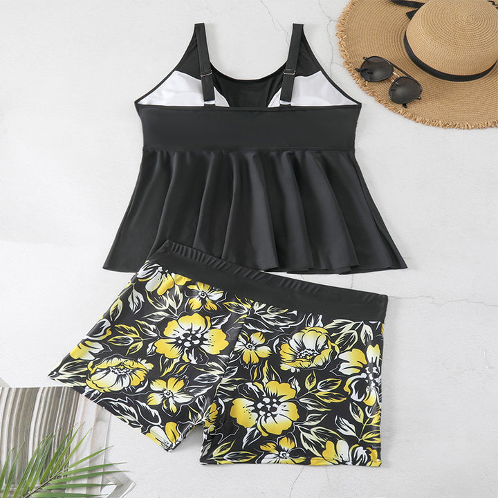 Damen Tankini-Set mit floralem Rock und figurformendem Oberteil Drune