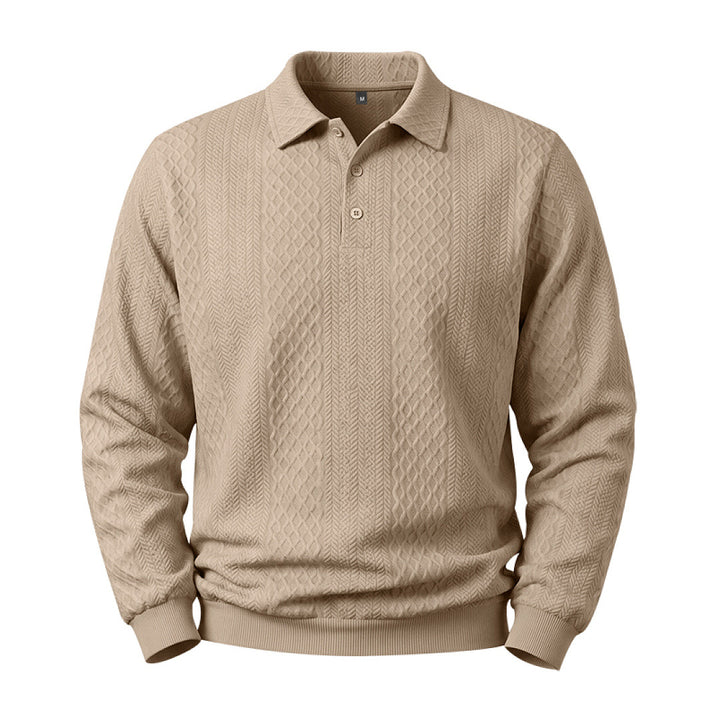 Herren Feinstrick-Poloshirt mit Zopfmuster und gerippten Bündchen Drune