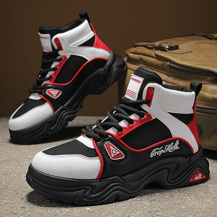 Herren High-Top City-Plateau-Sneaker mit skulpturierter Wellenlaufsohle, gepolstertem Knöchelkragen und griffiger Offroad-Traktion Drune
