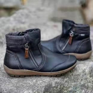 Damen Kurzschaft-Stiefelette mit warmem Futter, seitlichem Reißverschluss und gepolsterter Knöchelmanschette Drune