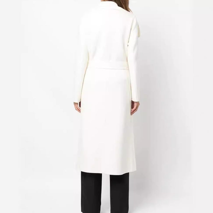 Damen Taillierter Wickelmantel im Kimono‑Look mit weitem Schalkragen und Bindegürtel Drune