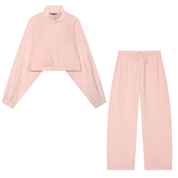 Damen Kurze Windbreaker-Jacke mit Stehkragen, Raglanärmeln und elastischem Saum Drune