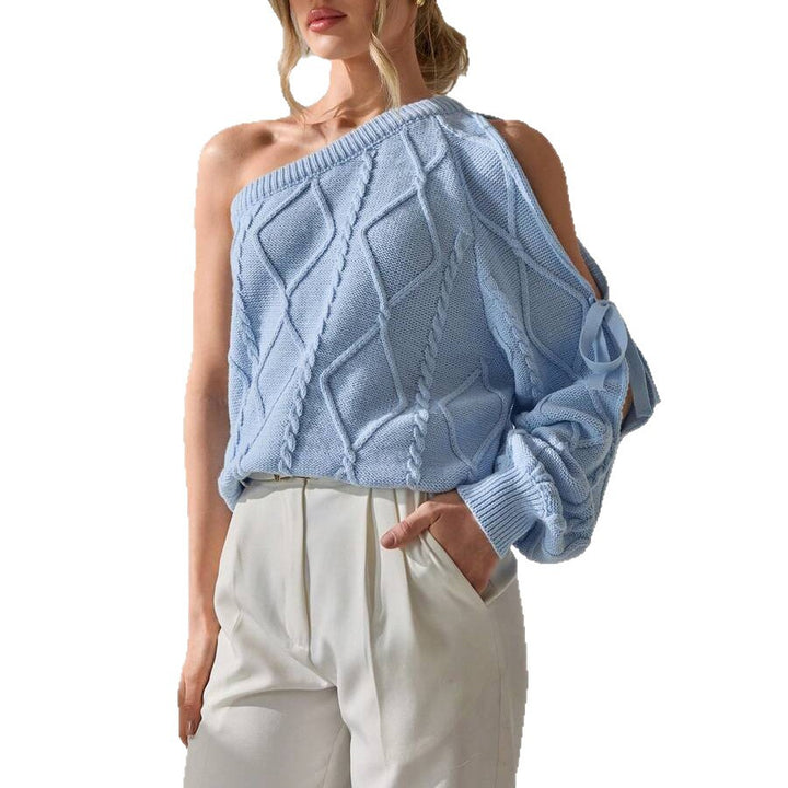 Damen Strickpullover mit asymmetrischen Cut-Out-Details und elegantem Rippdesign Drune