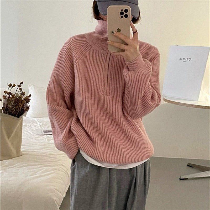 Damen kuscheliger Hoodie mit hochschließendem Reißverschluss Drune