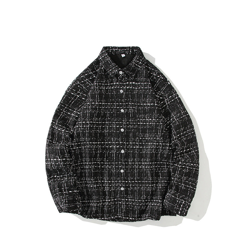 Herren Strukturierte Bouclé-Hemdjacke mit Karo-Jacquard und legerer Passform Drune