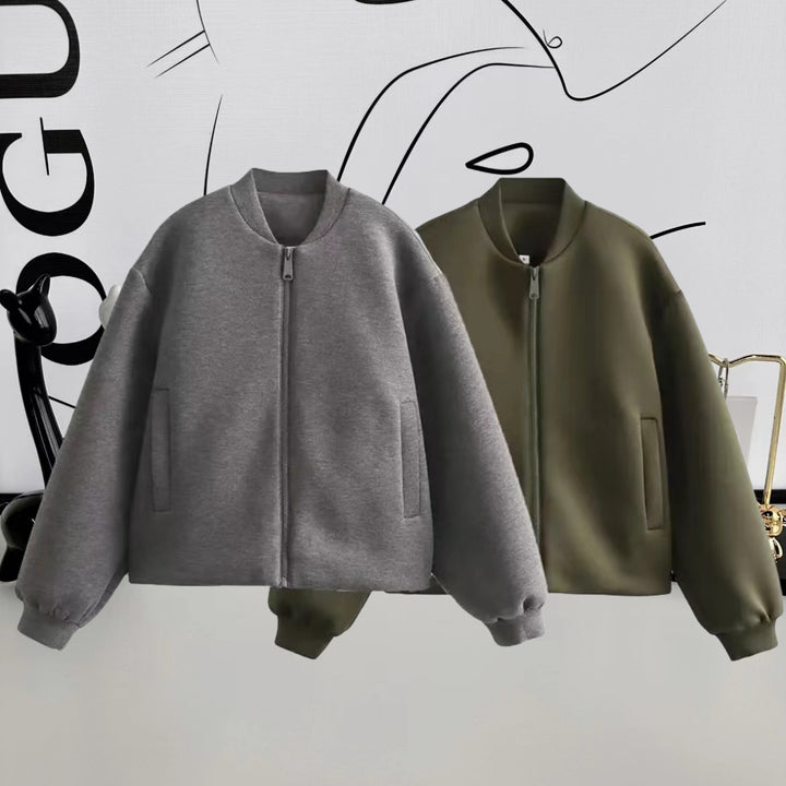 Damen Sportliche Oversize-Jacke mit Reißverschluss und voluminösen Ärmeln Drune