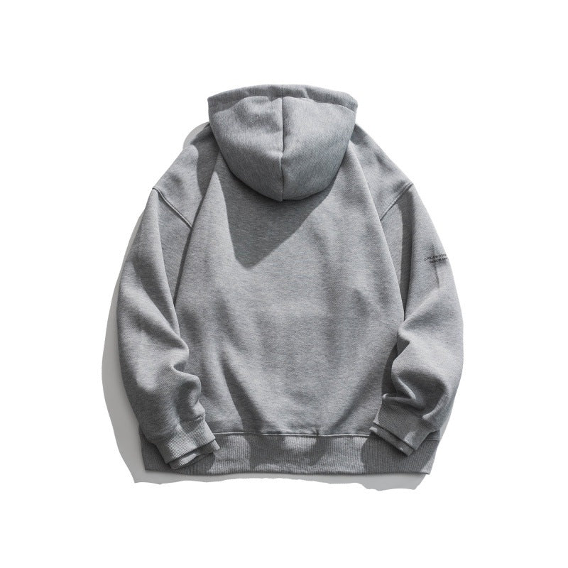 Unisex Oversize-Kapuzenpullover mit minimalem Logoprint, Fleece-Innenfutter und Kängurutasche Drune