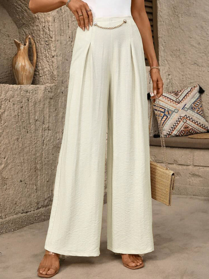 Damen Weit geschnittene Palazzo-Hose mit eleganter Faltenlegung Drune