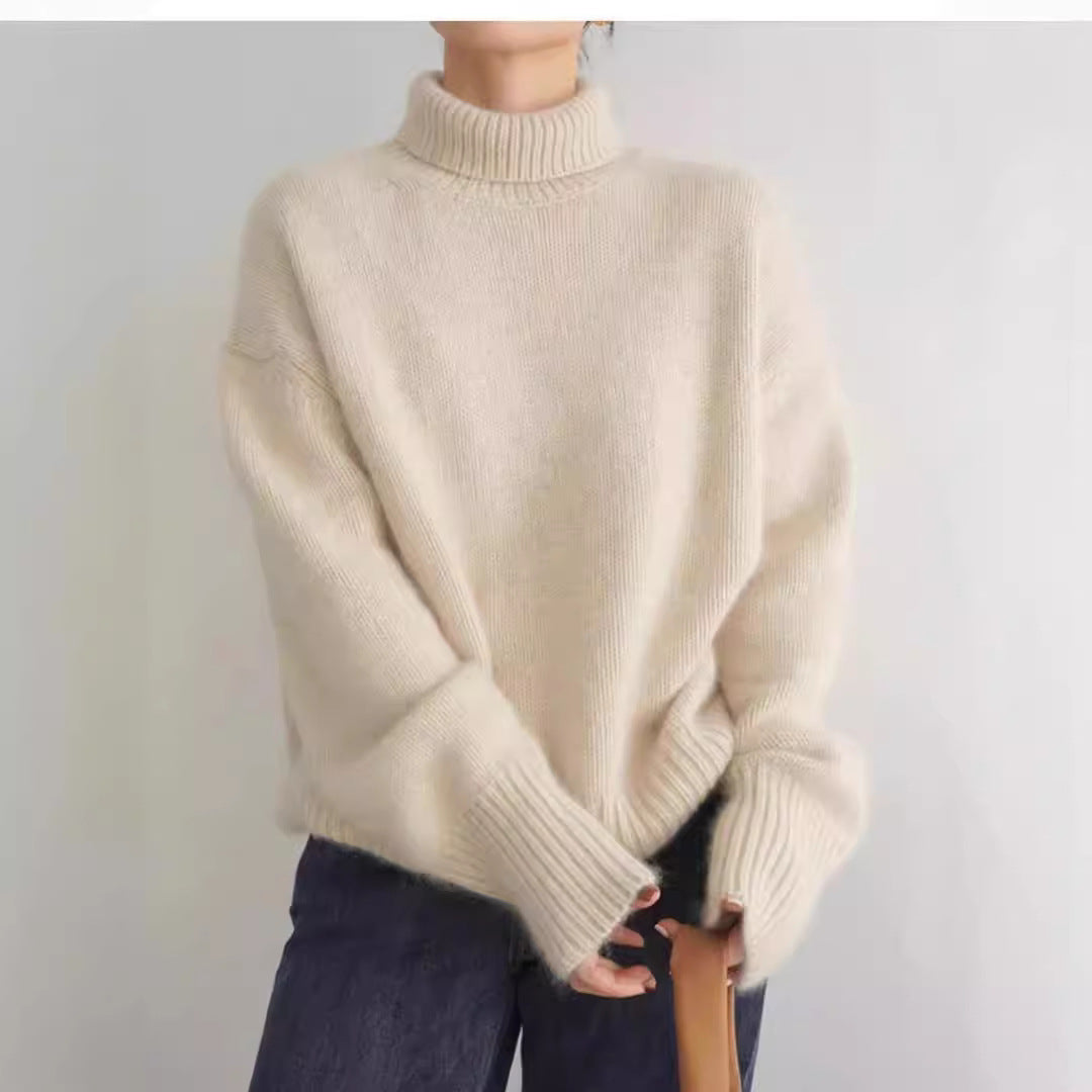 Damen Kaschmir Rollkragenpullover mit weitem Schnitt und eleganter Textur Drune