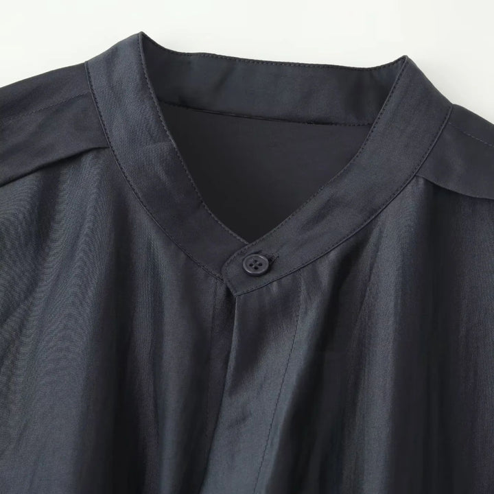 Damen nan Wickelbluse mit Stehkragen, taillierendem Kordelzug und Schößchensaum Drune