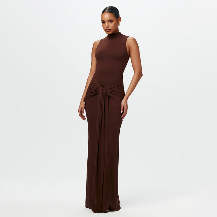 Damen Elegantes Maxikleid mit raffiniertem Knotendesign Drune