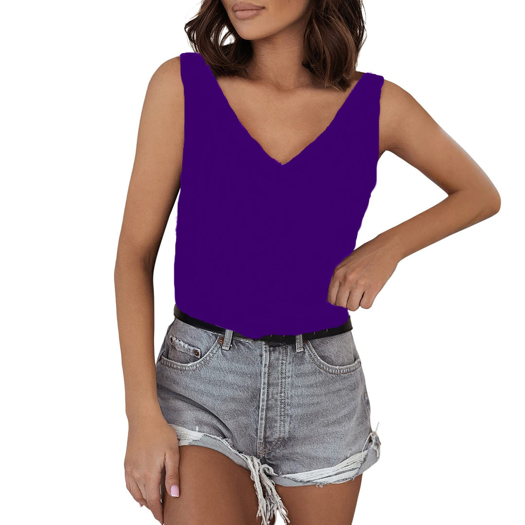 Damen Satin-Top mit tiefem V-Ausschnitt und breiten Trägern Drune