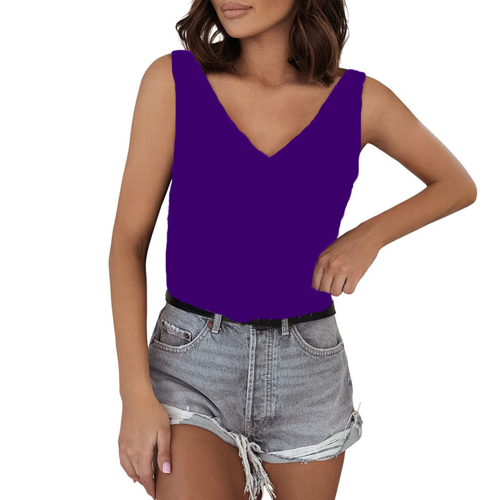 Damen Satin-Top mit tiefem V-Ausschnitt und breiten Trägern Drune