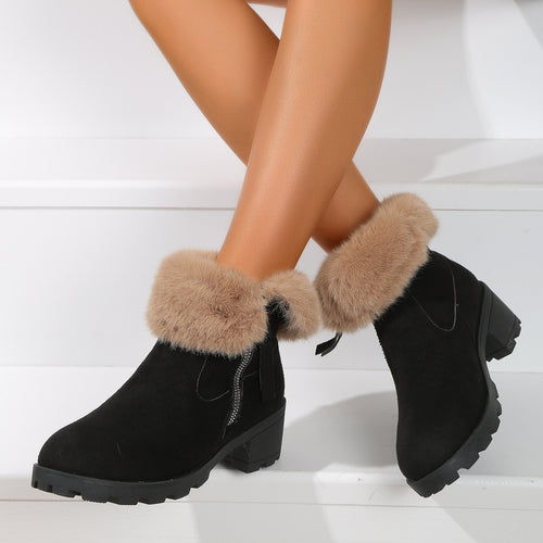 Damen Winterstiefel mit kuscheligem Fellkragen und rutschfester Sohle Drune