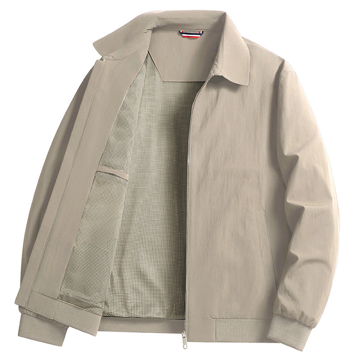 Herren Leichte Windjacke mit kariertem Innenfutter, durchgehendem Reißverschluss und Rippbündchen Drune