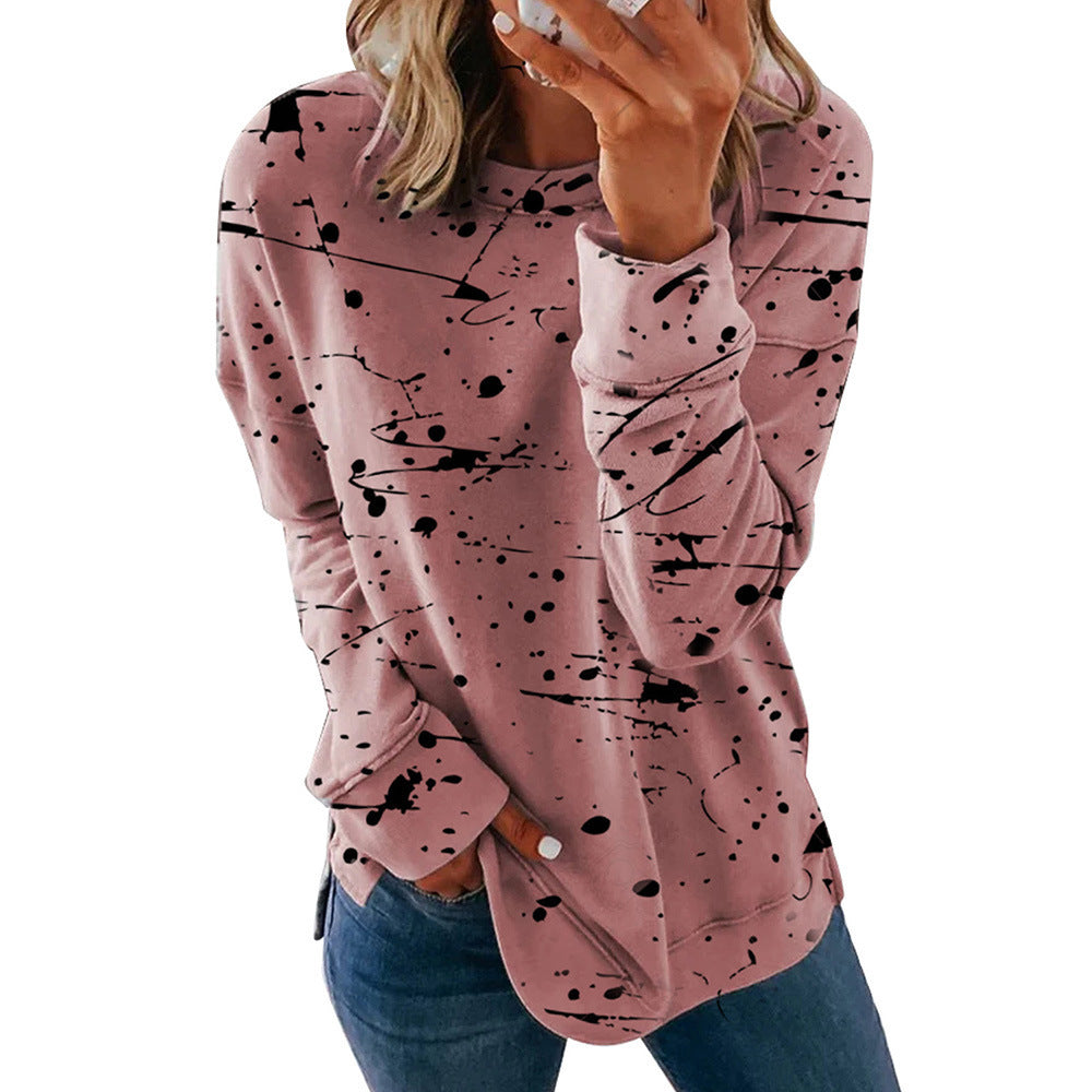 Damen Kreatives Sweatshirt mit Farbklecks-Design Drune