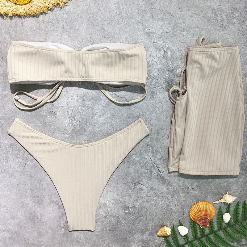Damen Bandeau Bikini Set Drune