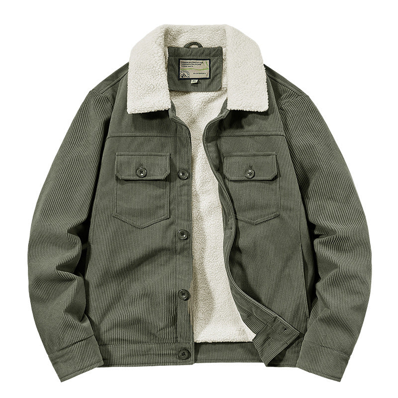 Herren Gemusterte Cordjacke mit Teddyfutter Drune