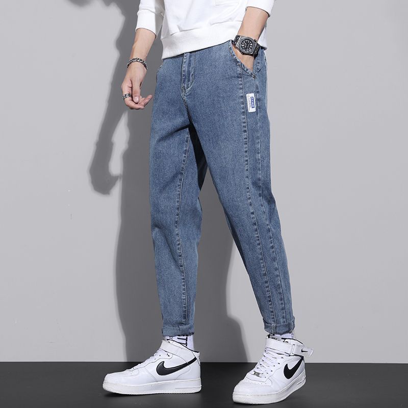 Herren lockere Jeans mit modischem Design und elastischem Bund Drune