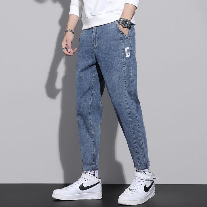 Herren lockere Jeans mit modischem Design und elastischem Bund Drune