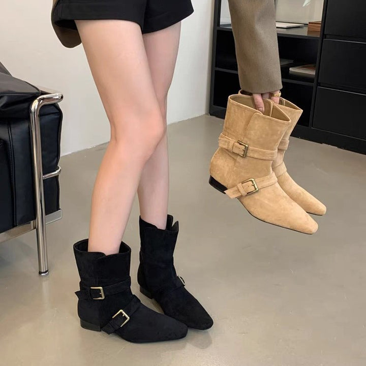 Damen Stylishe Ankle-Boots mit modischem Ketten-Detail und Absatz Drune