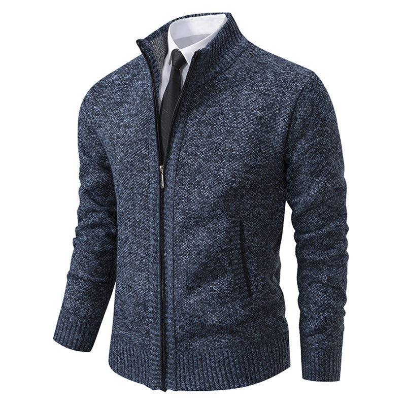 Herren elegante Strickjacke mit hohem Kragen und praktischem Reißverschluss Drune