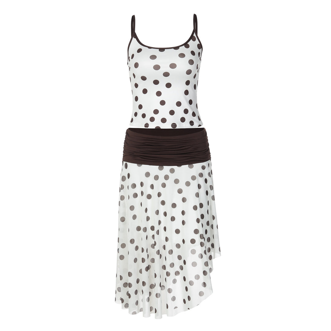 Damen Verspieltes Polka Dot Kleid mit Rüschenelementen und elastischem Taillenband Drune