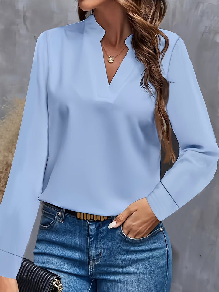 Damen Bluse mit Stehkragen und langen Ärmeln Drune