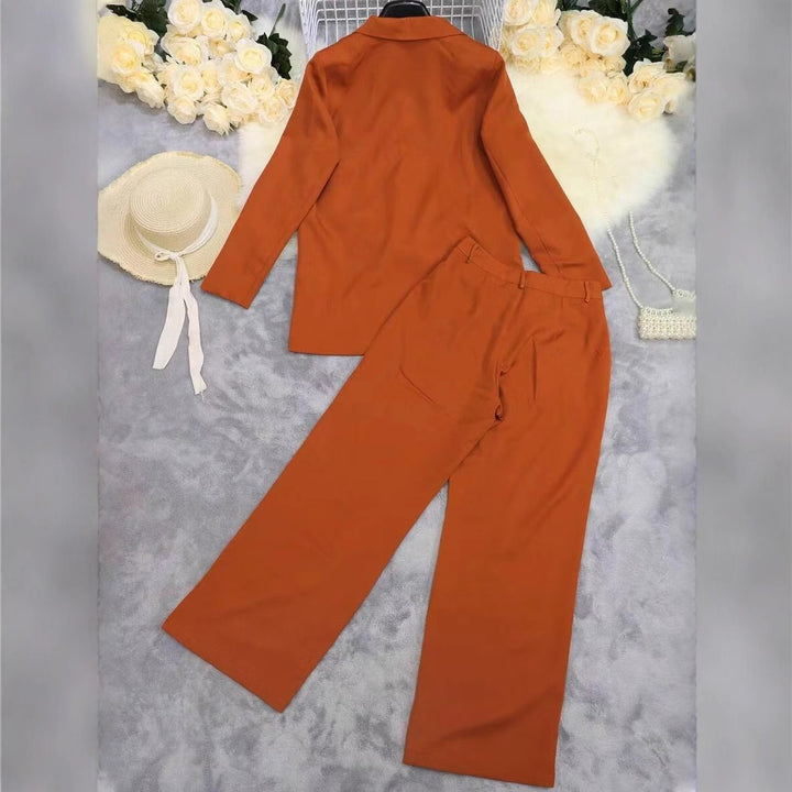Damen Elegantes Oversized Blazer-Set mit weitem Hosenbund Drune