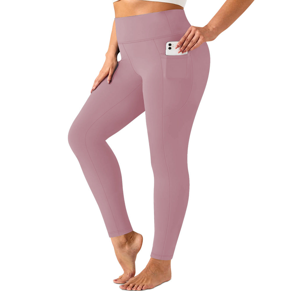 Damen hochtaillierte Sportleggings mit Seitentasche und formendem Stretchmaterial Drune