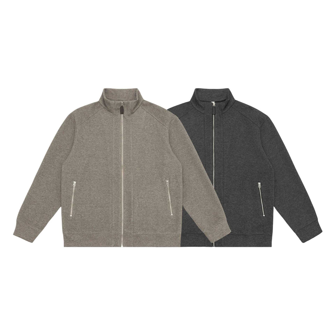 Unisex Zip-Sweatjacke mit Stehkragen, Raglanärmeln und Reißverschlusstaschen Drune