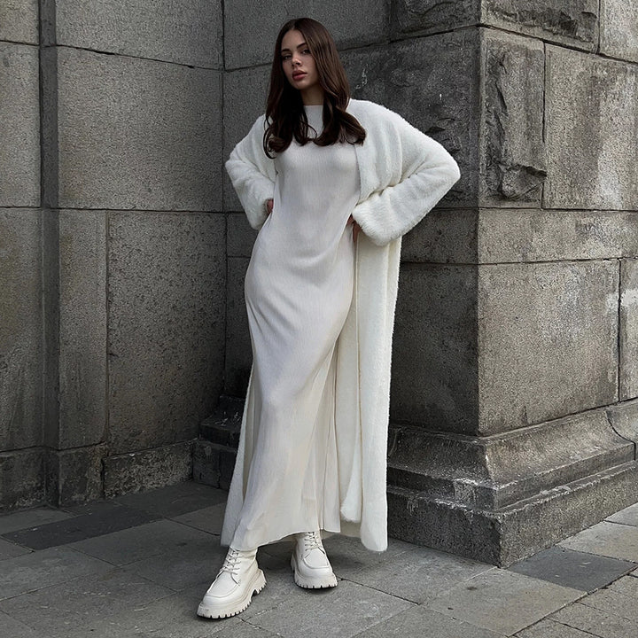 Damen Längerer kuscheliger Cardigan mit weitem Schnitt Drune