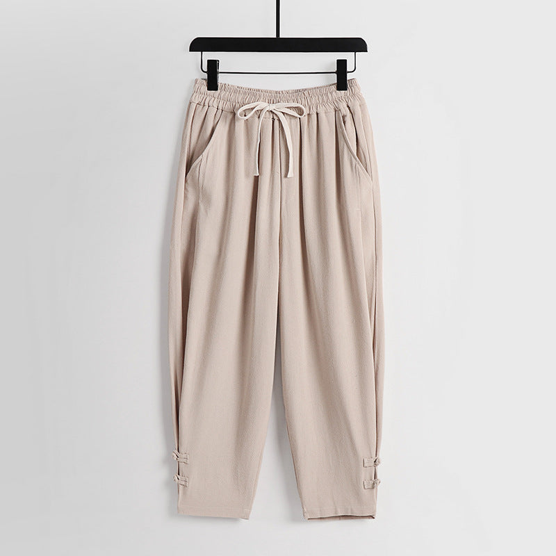 Damen Freizeit-Jogginghose mit Tunnelzug und Zierknöpfen am Knöchel Drune