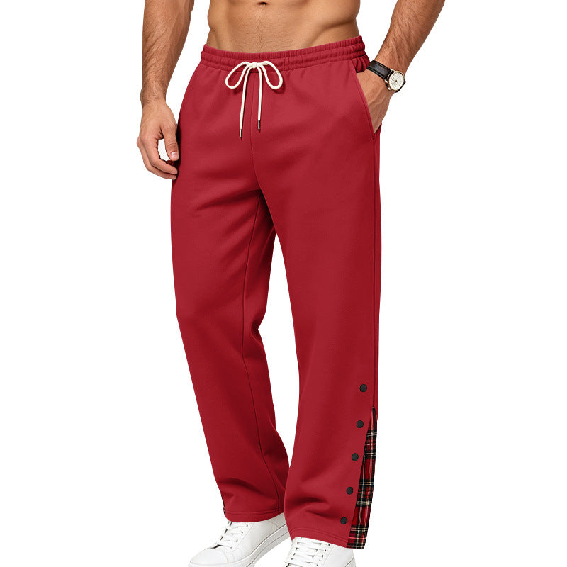 Herren Lockere Jogginghose mit Karo‑Einsatz und Druckknopf‑Details Drune