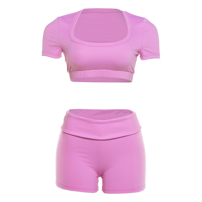 Damen Sportliches Kurzarm-Set mit figurbetonendem Schnitt Drune