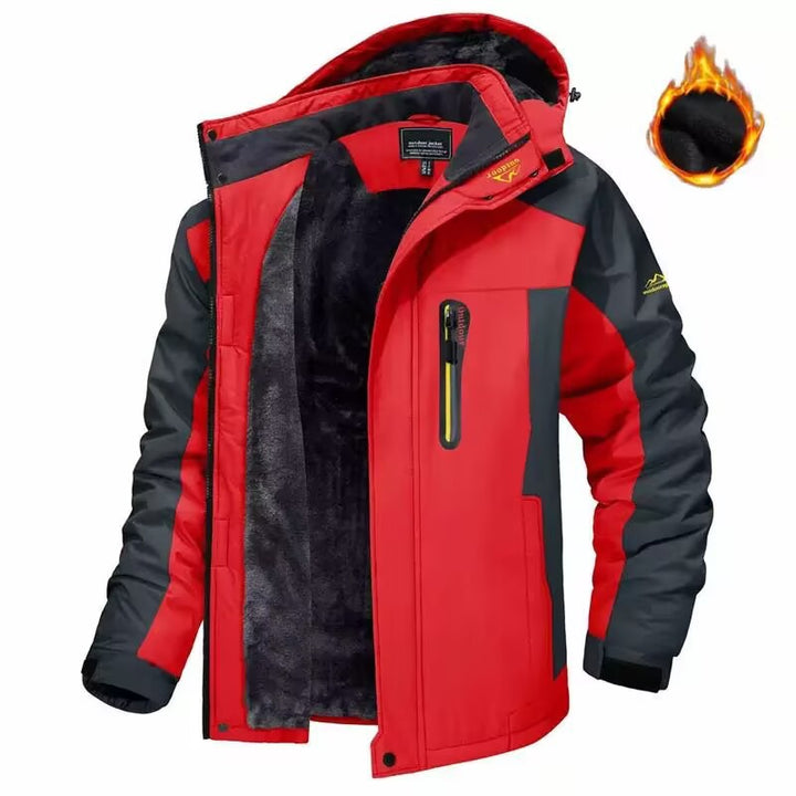 Herren Trekkingparka mit warmem Teddyfutter, abnehmbarer Kapuze und wasserdichter Softshell-Außenschicht Drune