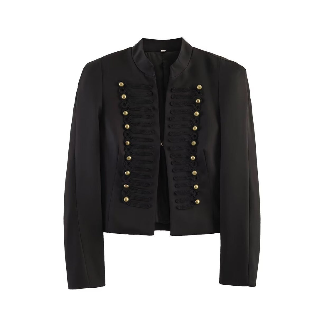 Damen Kurzblazer im Parade- und Militärlook mit dekorativen Kordelapplikationen und Zierknöpfen Drune