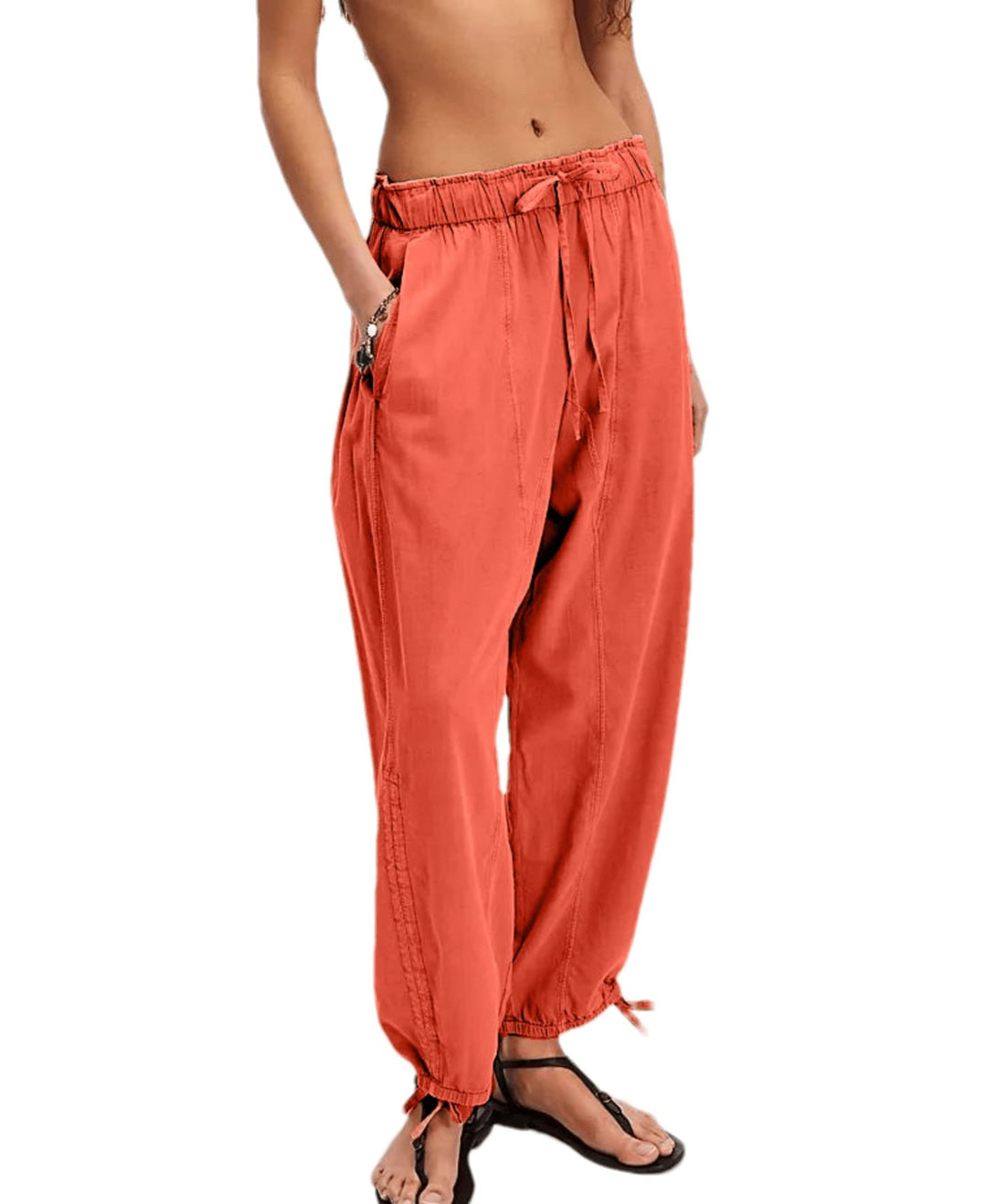 Damen Bequeme Freizeithose mit Bund und dekorativen Schnürdetails Drune